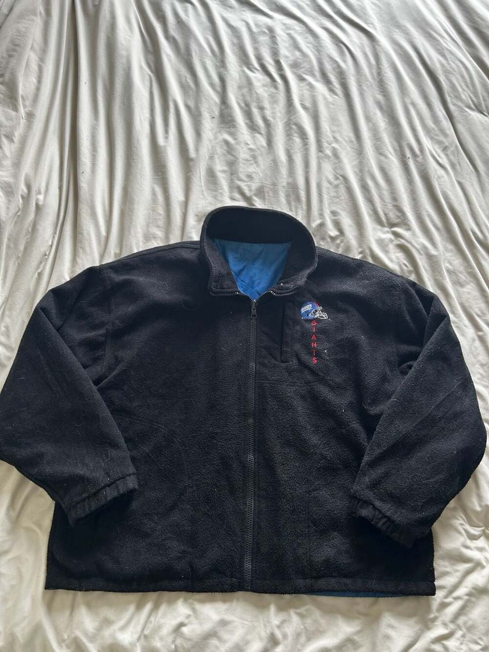 Vintage New York Giants Pro Player Reversible Fleece Windbreaker Jacket